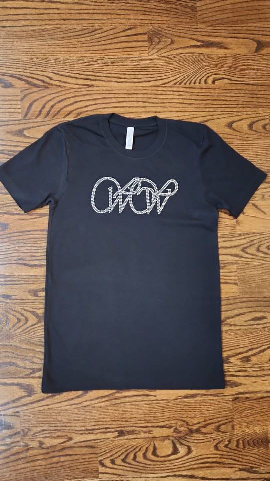 Clear Crystal WOW logo - Black Shirt