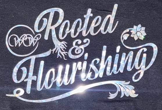 Black Short Sleeve - Rooted & Flourishing - Silver Hologram