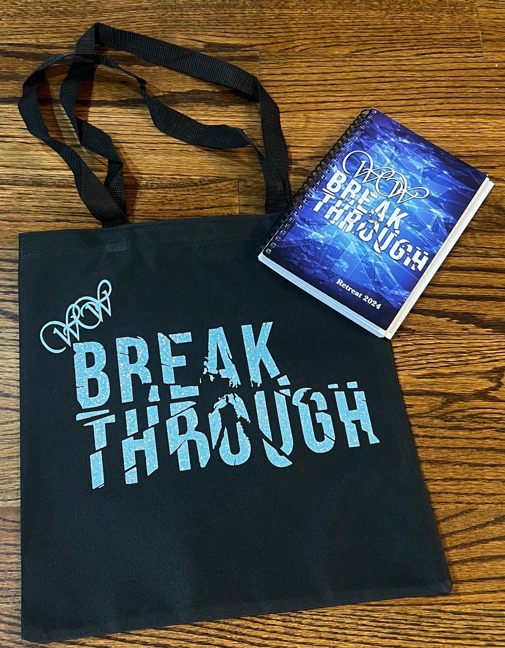 Aqua Glitter - WOW Breakthrough tote and Retreat Journal