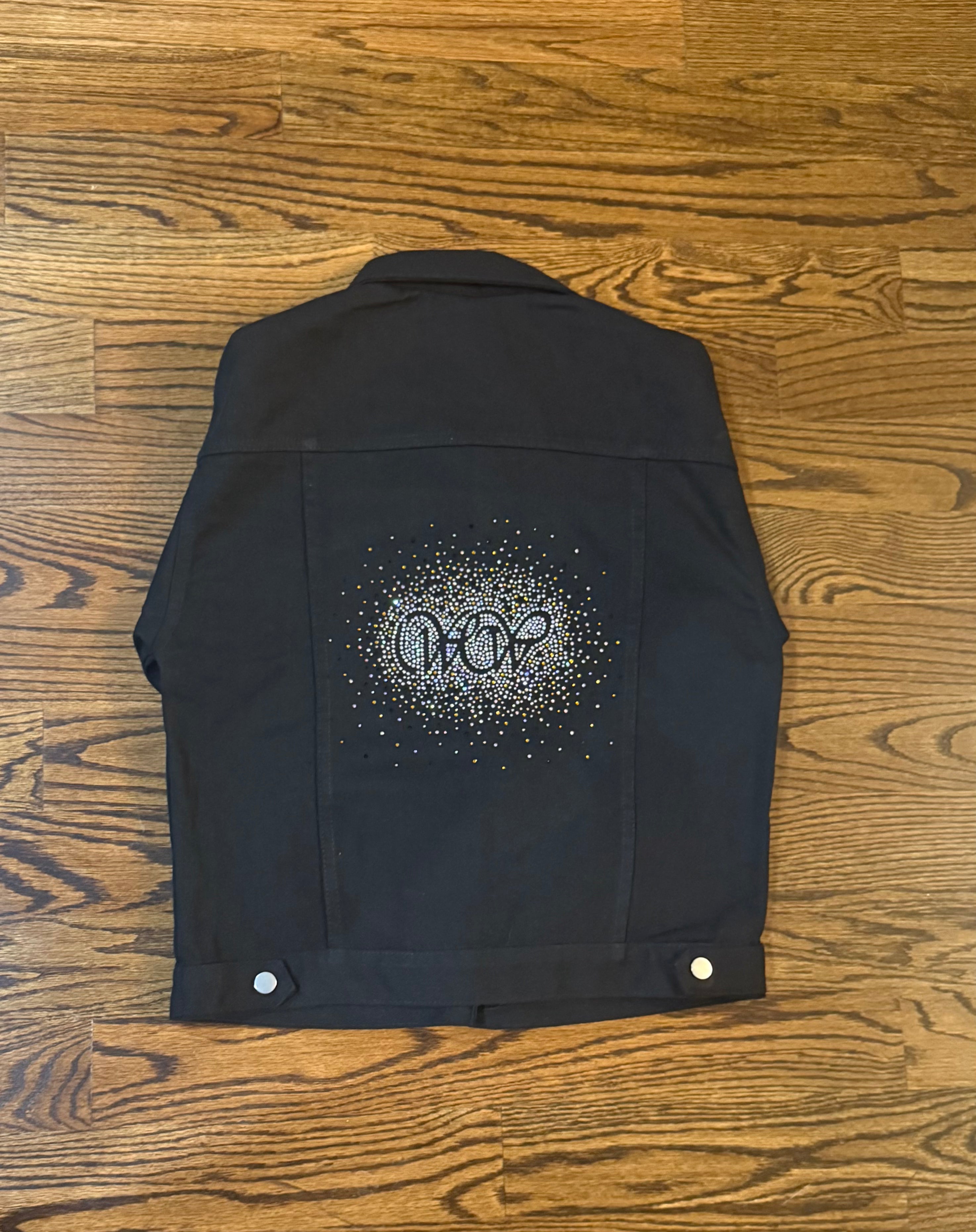 Black Denim Jacket with WOW Multi-Splash Crystal