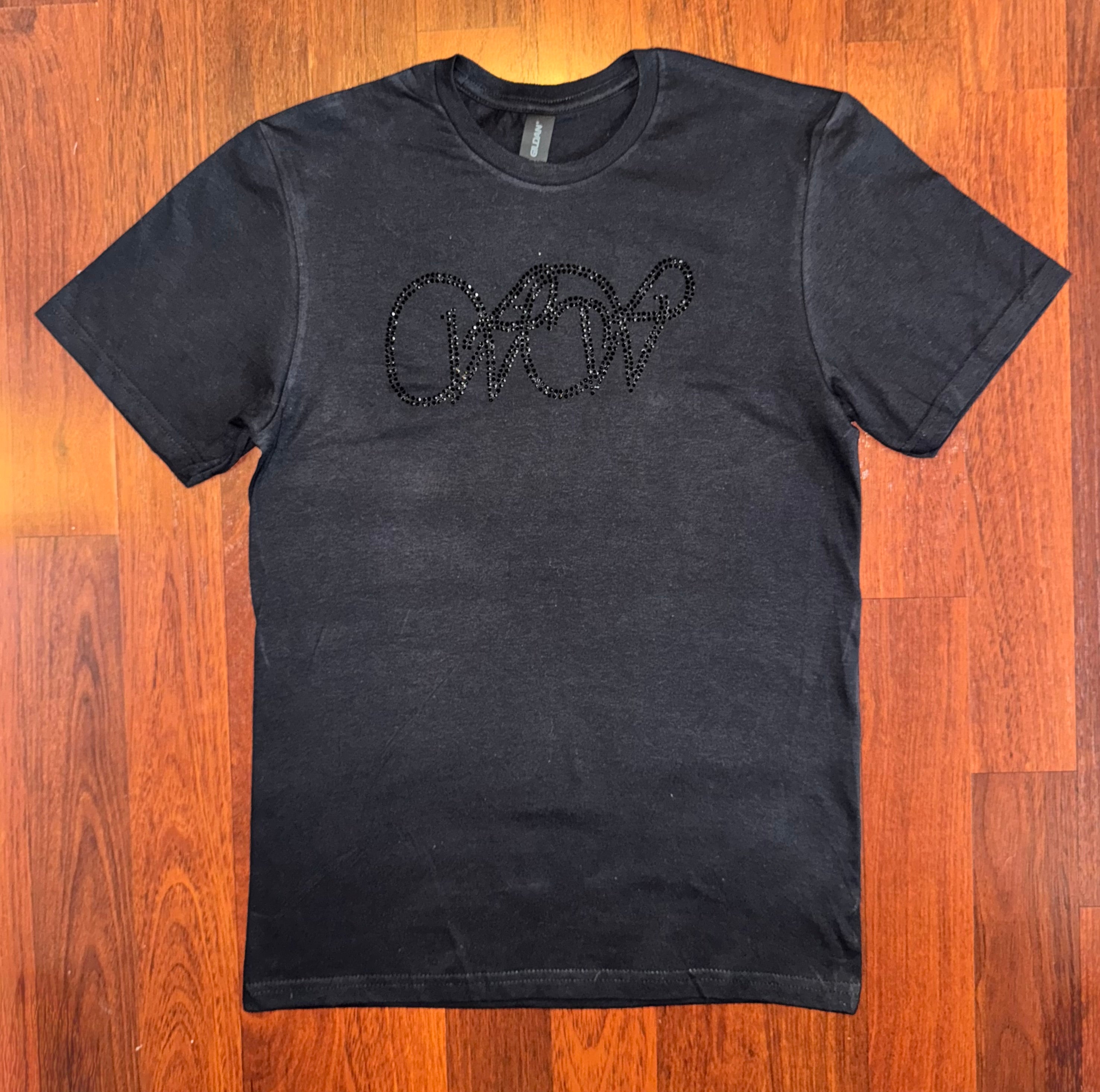 Black short sleeve - Signature WOW logo - black crystals