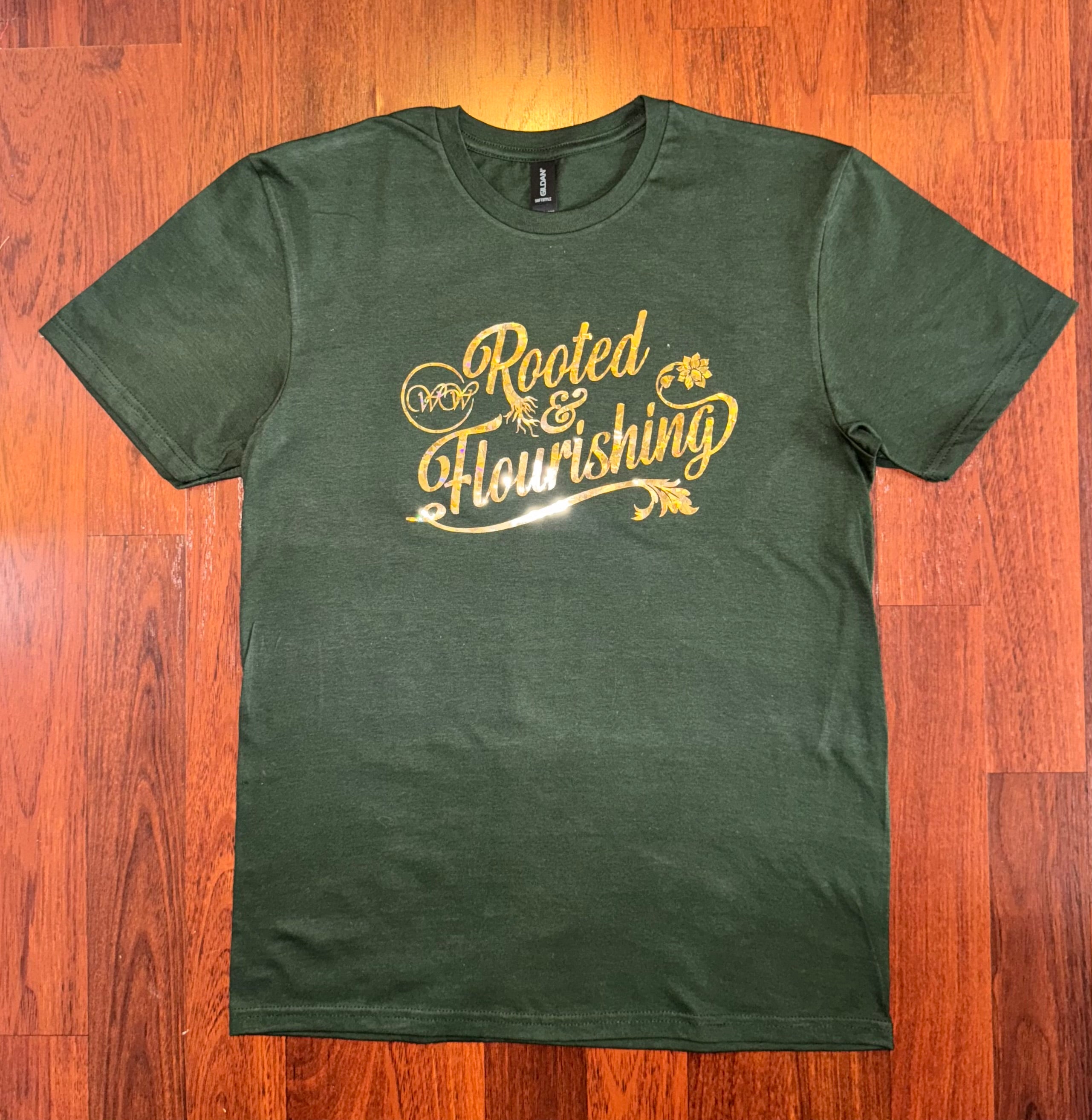 Forest Green Rooted & Flourishing - Hologram Gold