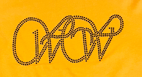 Mustard yellow short sleeve - Signature WOW logo - Black crystals
