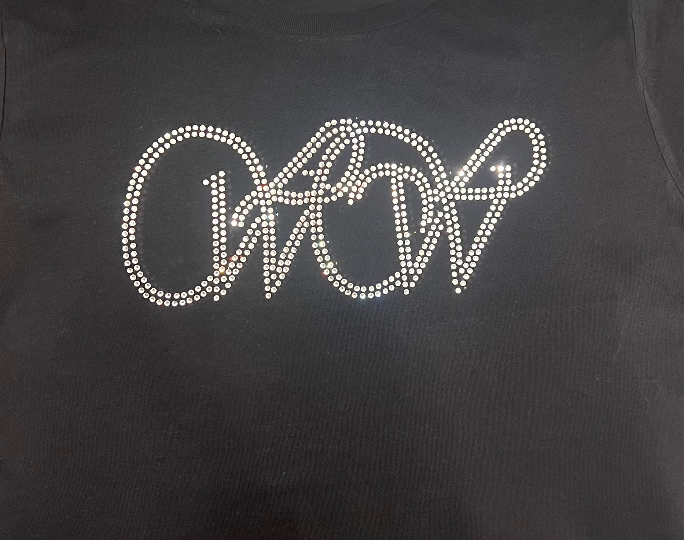 Black Crewneck Sweatshirt - Signature WOW Logo - Clear Crystals